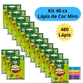 Kit 40 Caixas de Lápis de Cor Mini Caixa com 12 Cores Kit Festa Escolar Lembracinha Leo&Leo