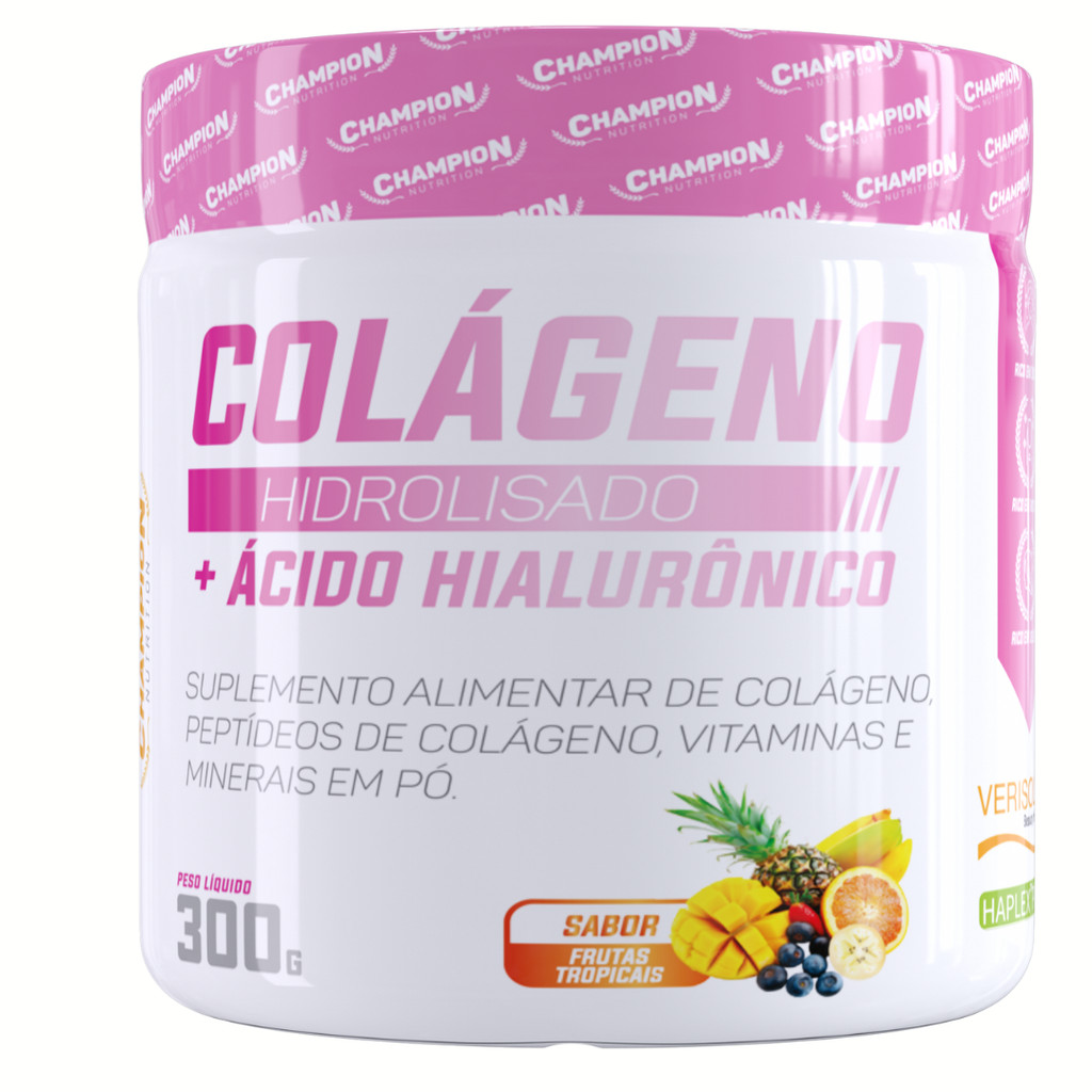 Colágeno Hidrolisado + Ácido Hialuronico em Pó 300g Champion Nutrition ...