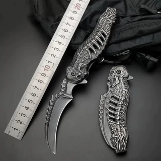 Canivete Diferenciado Caveira Stonewash Semi automatico Alto Relevo