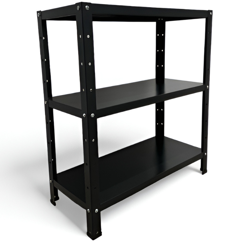 Prateleira Estante Armário Aço 3 Bandejas 60cm Preto Romero