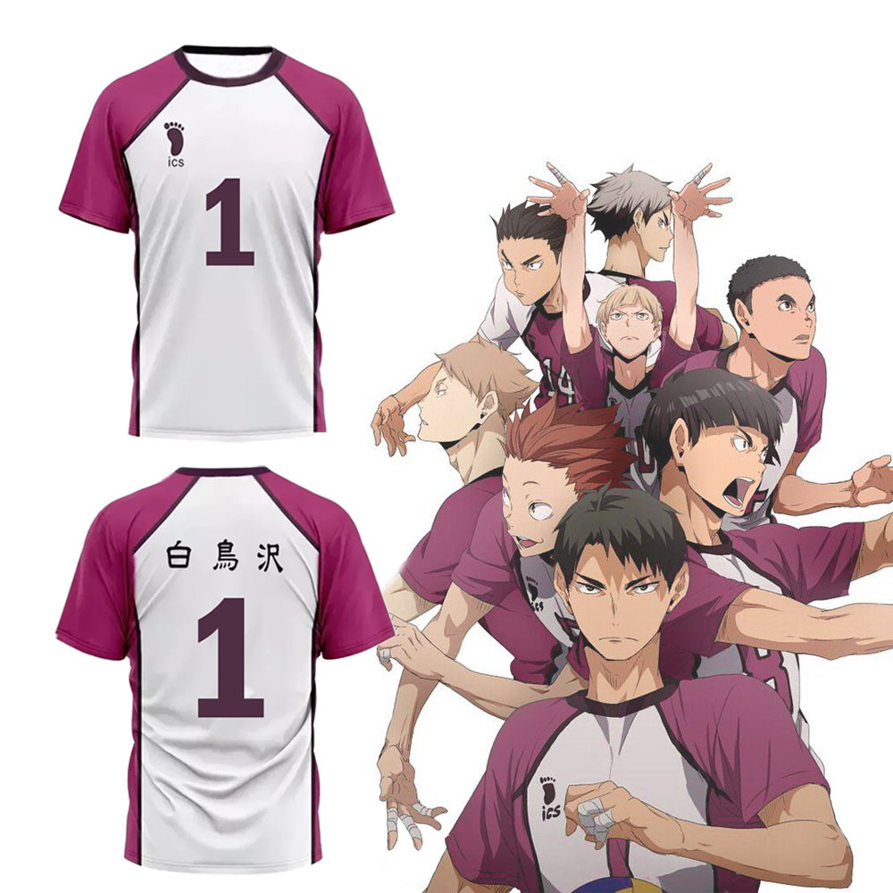 Haikyuu Camisa Anime Cosplay Shiratorizawa Academia Voleibol Uniforme ...