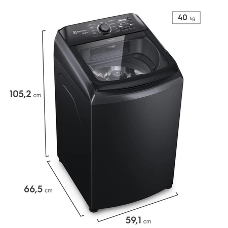 Máquina de Lavar Electrolux 14 5kg Preta Efficient Cesto Inox Jet Clean e Filtro Fiapos (LEP15)