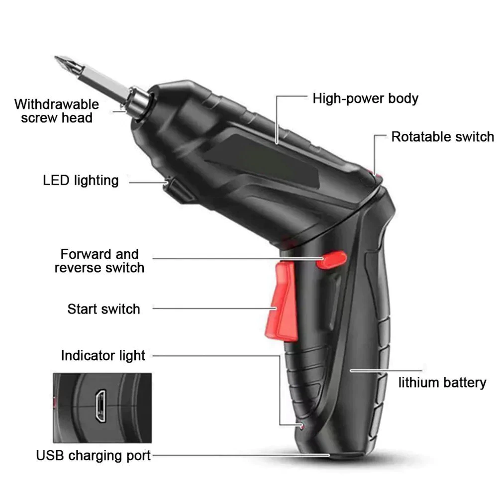 Kit Parafusadeira Doméstica com maleta Leve Portátil USB Recarregável-YUMI - Imagem 3