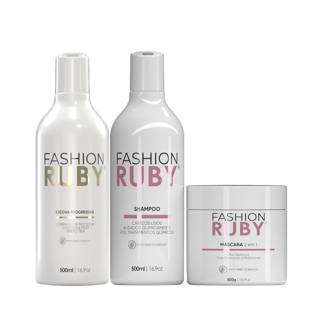 Combo Progressiva Fashion Ruby + Kit Pós Química Linha Gold 500ml ...