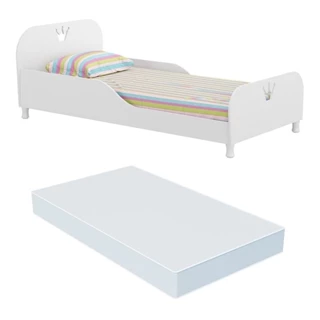 Cama Infantil com Colchão Incluso 70 x 150 cm 100% MDF Realeza Multimóveis Branca em Oferta na Shopee