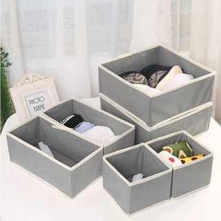 Kit 6 Caixas de Armazenamento de Roupas Íntimas Organizador de Gaveta para Meias Sutiãs Dobráveis em Oferta na Shopee