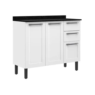 Balcão para Cozinha com 3 Portas e 2 Gavetas Itatiaia Florença de Aço 105cm Branco em Oferta na Shopee