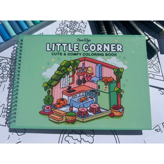 Livro de Colorir Little Corner A5 Capa Dura Espiral Ilustrações Fofas Estilo Comfy Relaxante em Oferta na Shopee