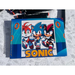 Livro De Colorir Infantil Sonic A5 Capa Dura Espiral 40 Folhas para Colorir Educativo Criativo em Oferta na Shopee