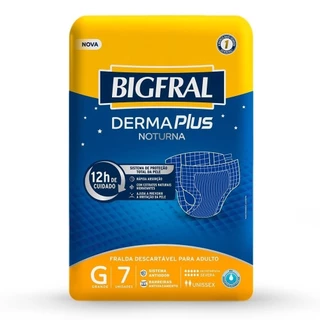 Fralda Geriátrica Bigfral Derma Plus Noturna Tamanho G - 8 Pacotes com 7 Fraldas - Total 56 Tiras em Oferta na Shopee