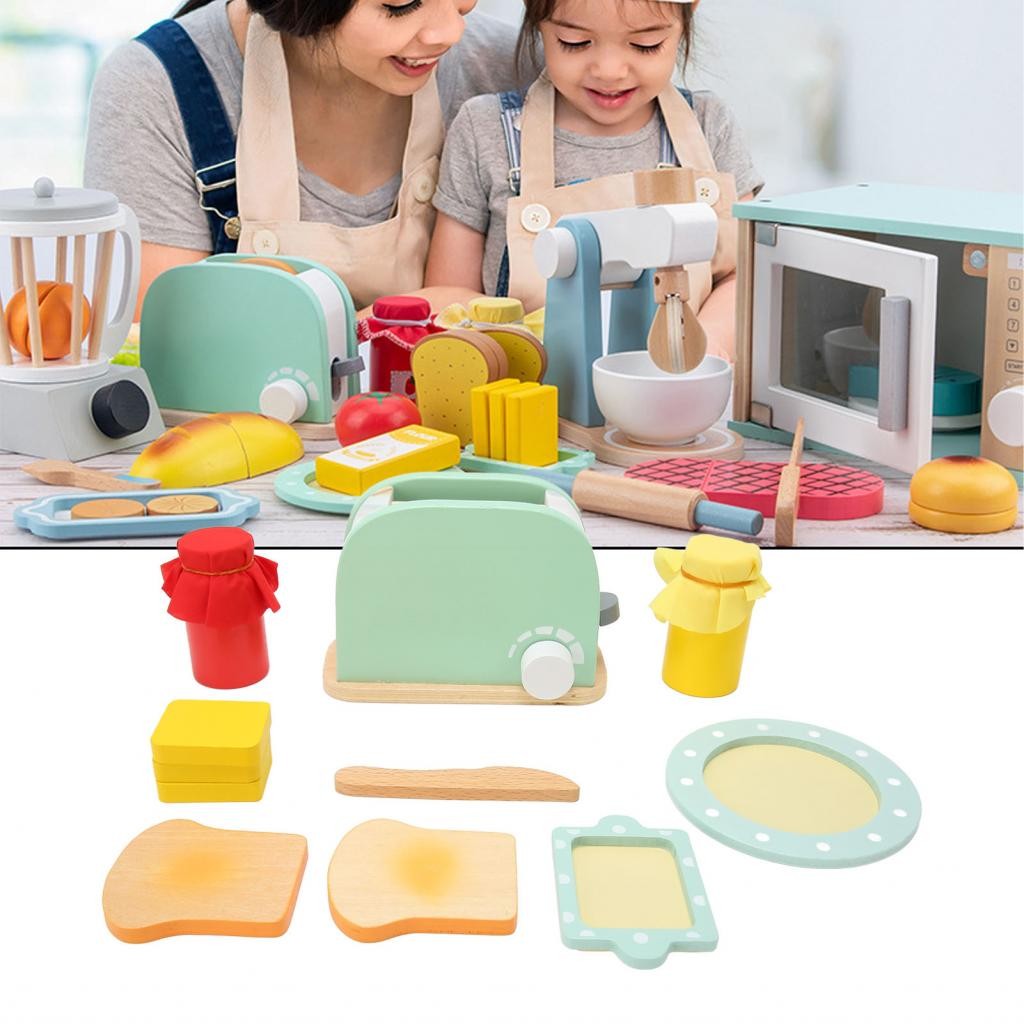 Toaster Toy Durable Solidwood Rounded Corners Bread Maker Hand Eye ...
