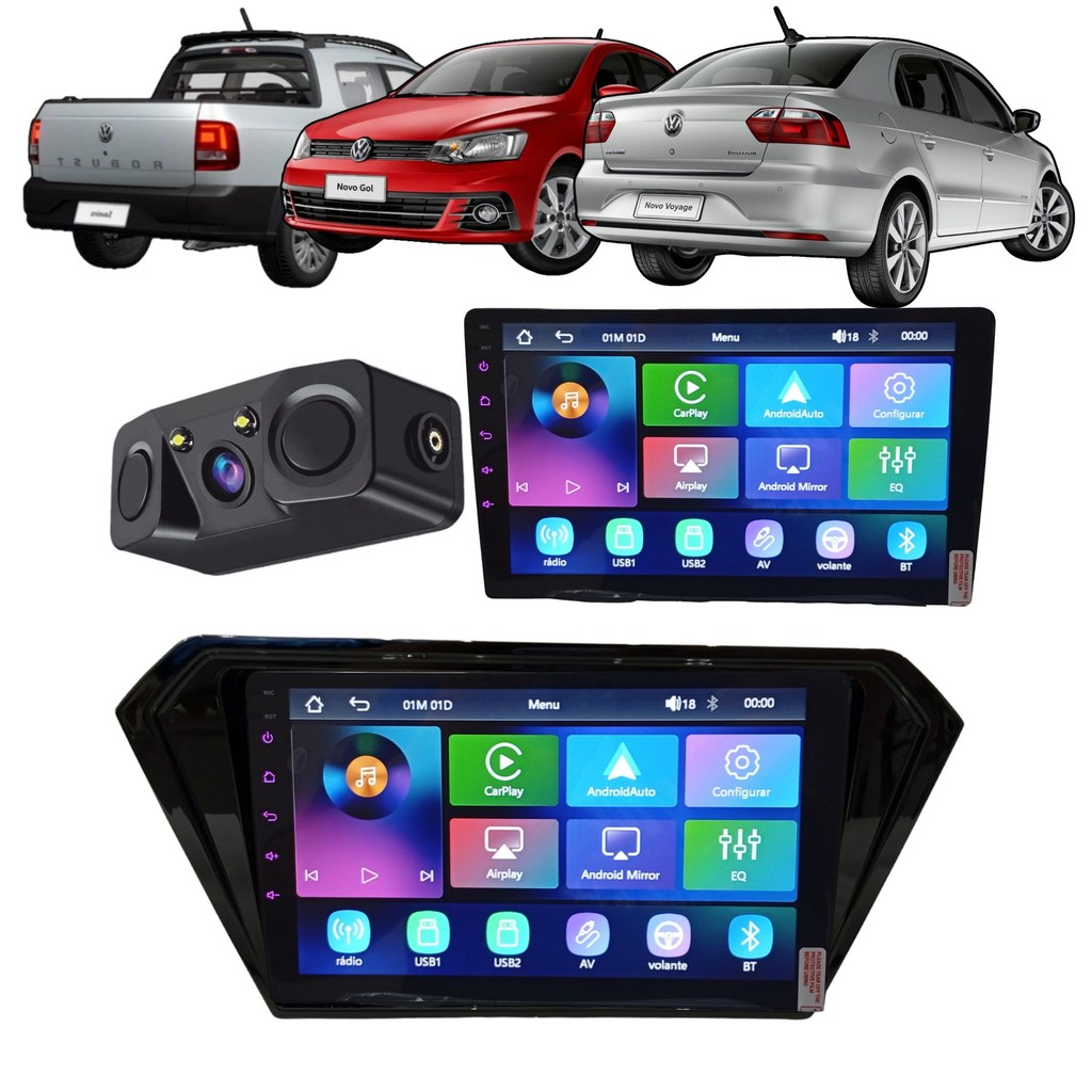 Central Multimídia 9 Polegadas Android Auto CarPlay para Gol Saveiro ...