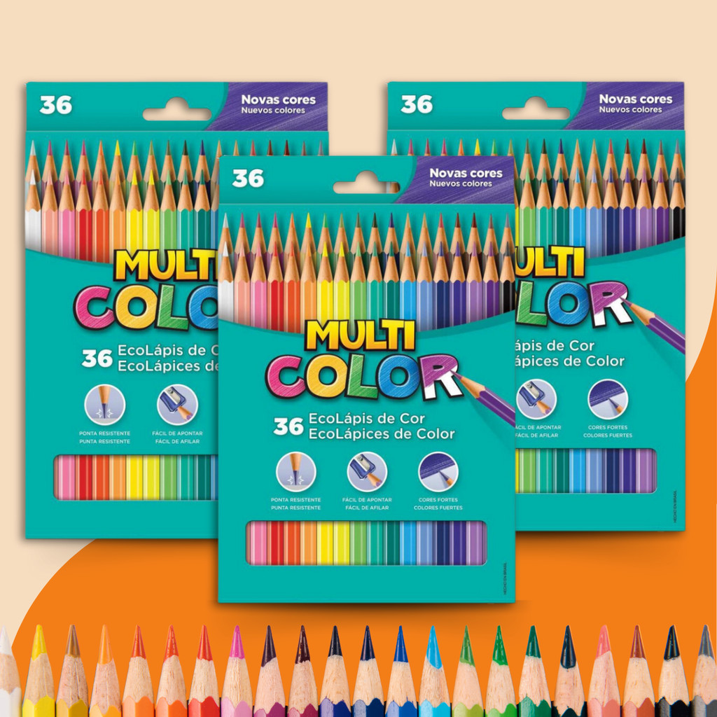 Kit Lápis De Cor Profissional Multicolor Escolar Diversas Cores E ...