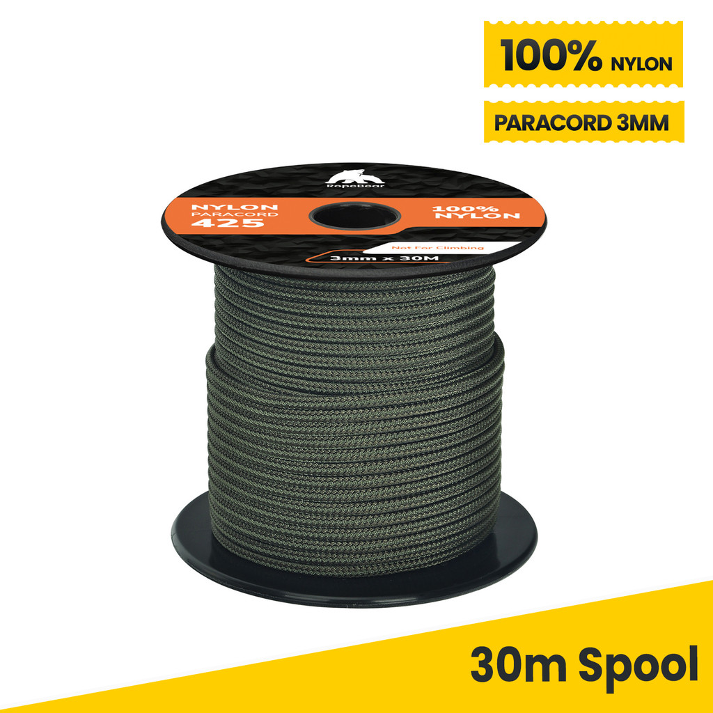 Corda Paracord Nylon 6mm X 30m - Nera, Intrecciata, Per Campeggio, Escursionismo E Uso Domestico - Foto 9