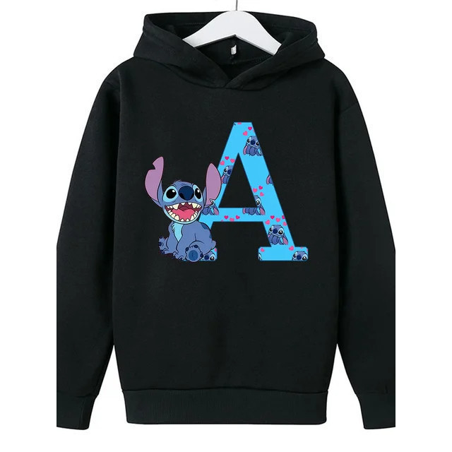 CoCo¨̮⑅*ꕥ オーダーページ⚘ Blusa Moletom Canguru Com Capuz STITCH LETRAS DO ALFABETO ABCD