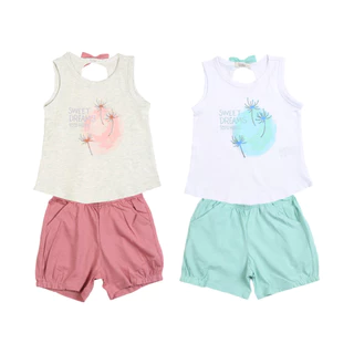 Conjunto De Regata E Shorts Com Estampa Gráfica De Verão Para Meninas De 2 A 10 Anos