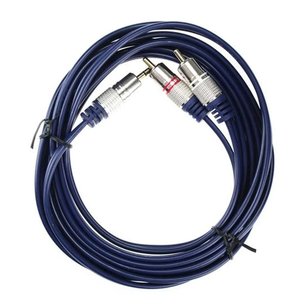 Cabo p2 stereo + 2rca metal profissional - cabo azul - 2m