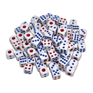 Kit 100 Dados Tradicionais Branco 14mm Para Jogos Tabuleiro