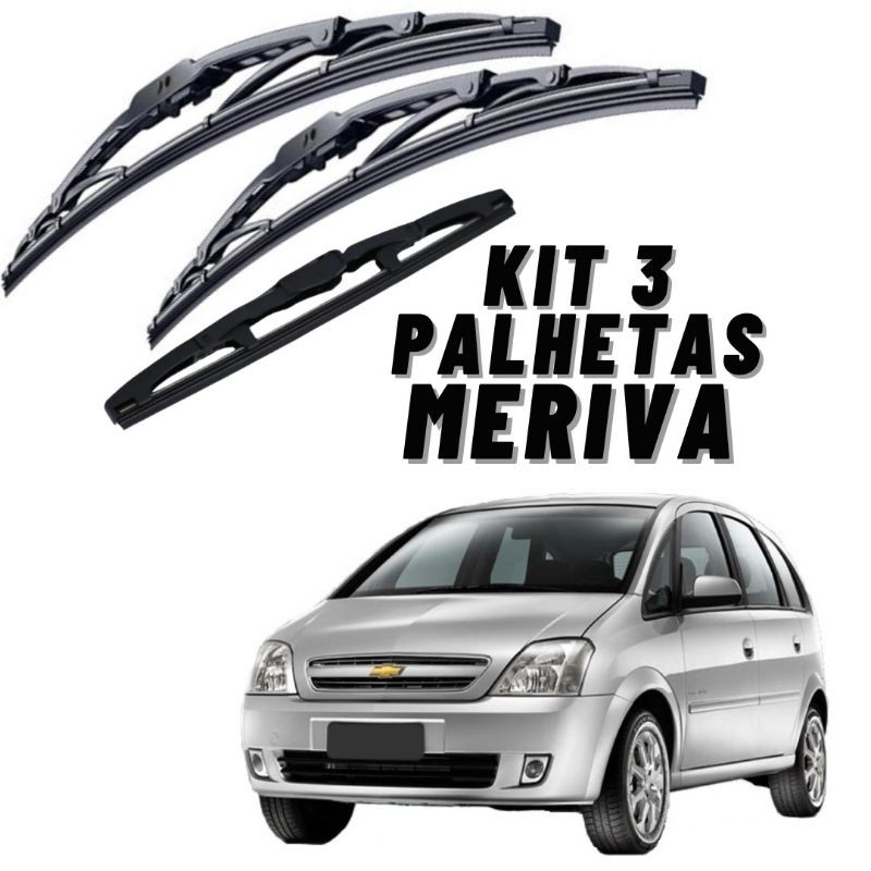 Kit 3 Palhetas de Ferro Parabrisa Original Meriva (2002 até 2012 ...