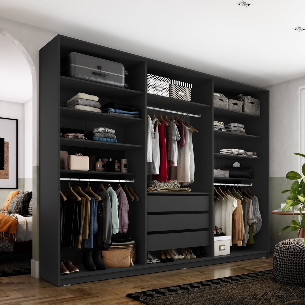 Closet Casal 100% Mdf Bp 237cm 3 Gavetas Monreale | Shopee Brasil