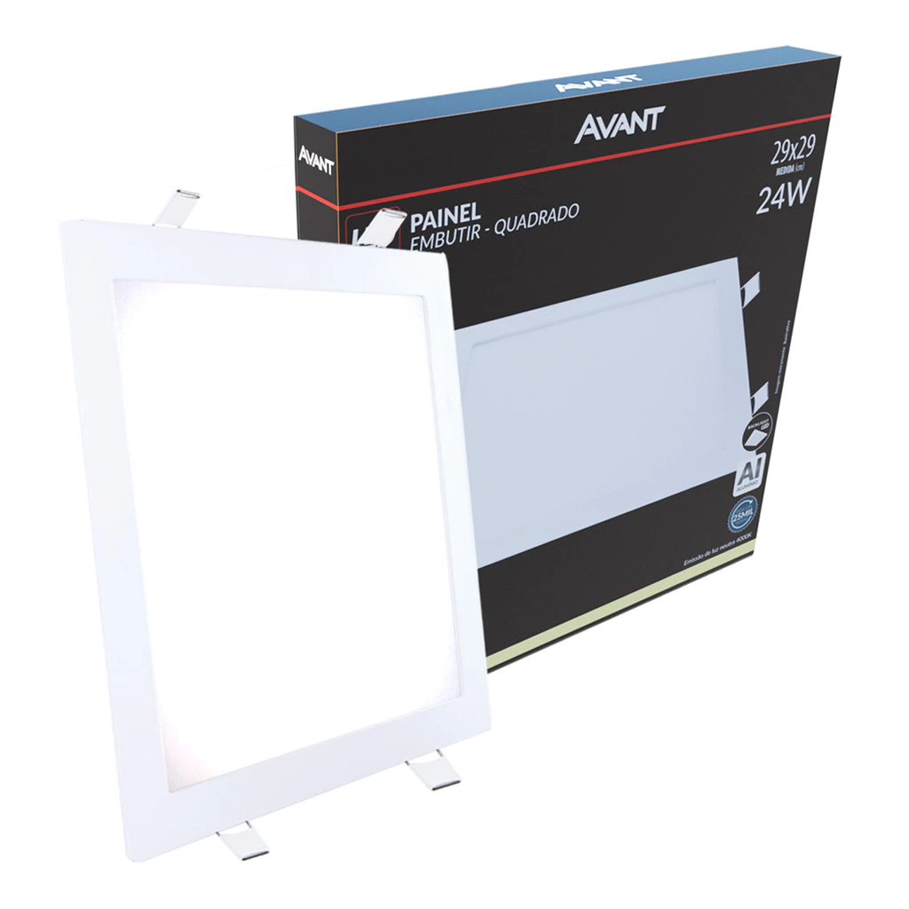 Painel Led Alu 24w 4000k Emb. Quadrado 110v/220v 30cm Avant