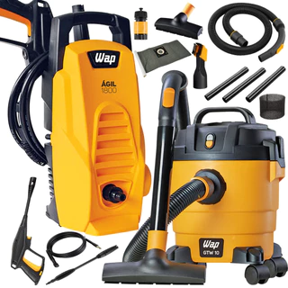 Kit Limpeza Lavadora de Alta Pressão Ágil 1400W Potente com Aspirador de Pó e Água Barril Wap em Oferta na Shopee