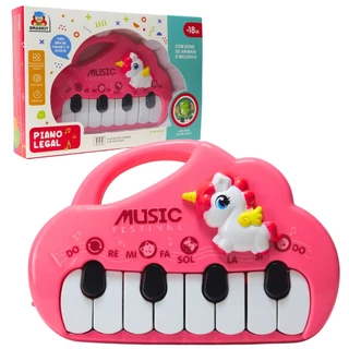 Brinquedo Piano Legal Interativo Unicórnio Rosa 20299 - Braskit
