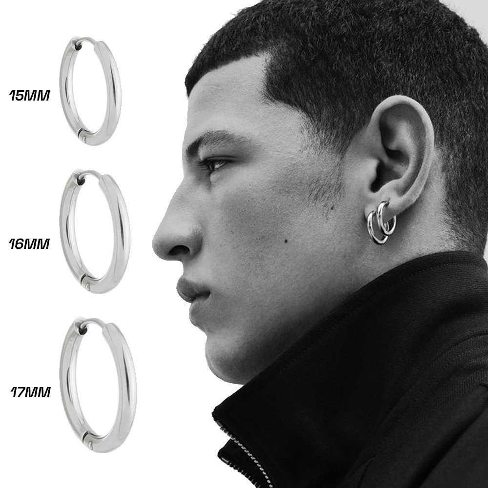 Brinco Masculino Feminino Argola Prateado Aço Cirúrgico - PAR