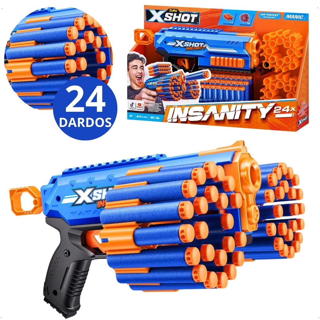 Dip ストレングスナー 多色セット Lançador de Dardos X-Shot 24 Dardos Insanity Maniac Pistol Candide