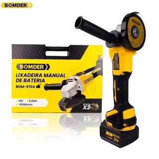 Lixadeira Manual De 2 Bateria 3.0 Ah 21v 100mm Bom-9704 Cor Amarelo Frequência 50 110V/220V