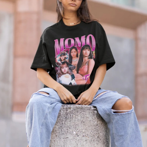 Camiseta T-shirt Unissex Kpop Twice Momo Retro Casual Fã Tendencia