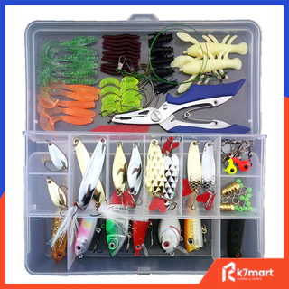 【24 Hora Envio】Kit 108 Unidades Iscas Artificiais Pesca Tilapia Peixes Cor Azul
