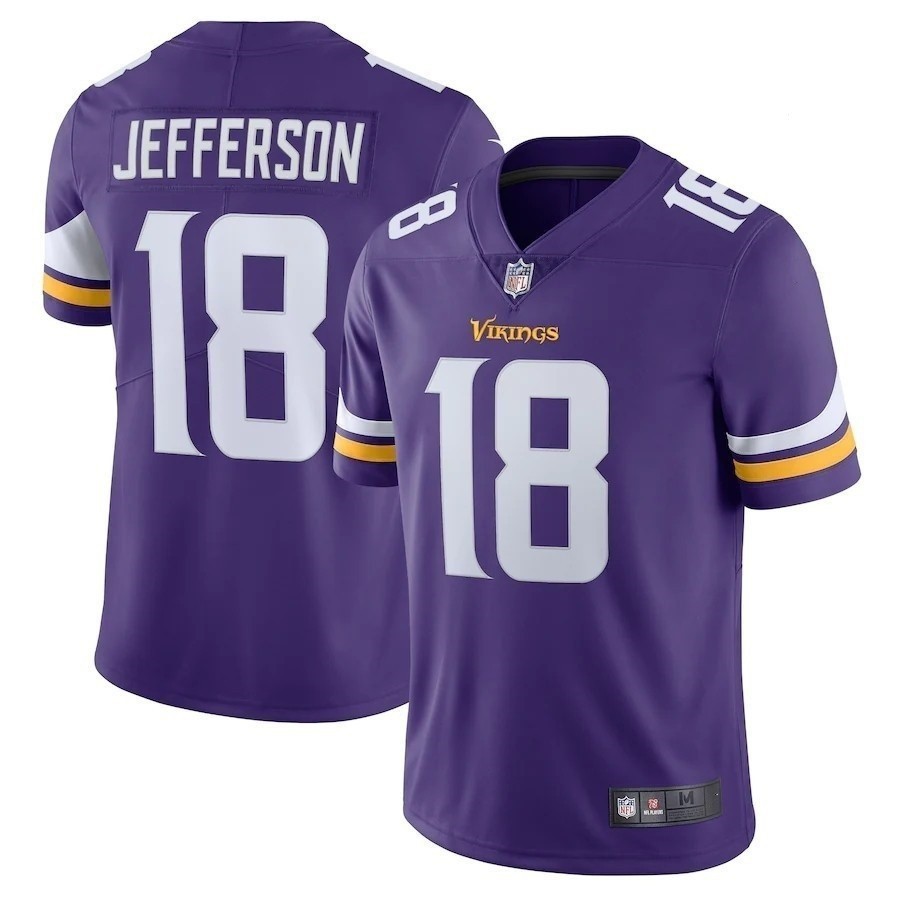 NFL Minnesota Vikings Rugby Uniformes No . 18 Justin Jefferson Camisa Esportiva