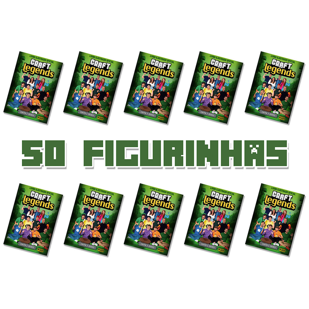 Kit de 50 Figurinhas (10 envelopes) Oficial Craft Legends | Editora Pixel
