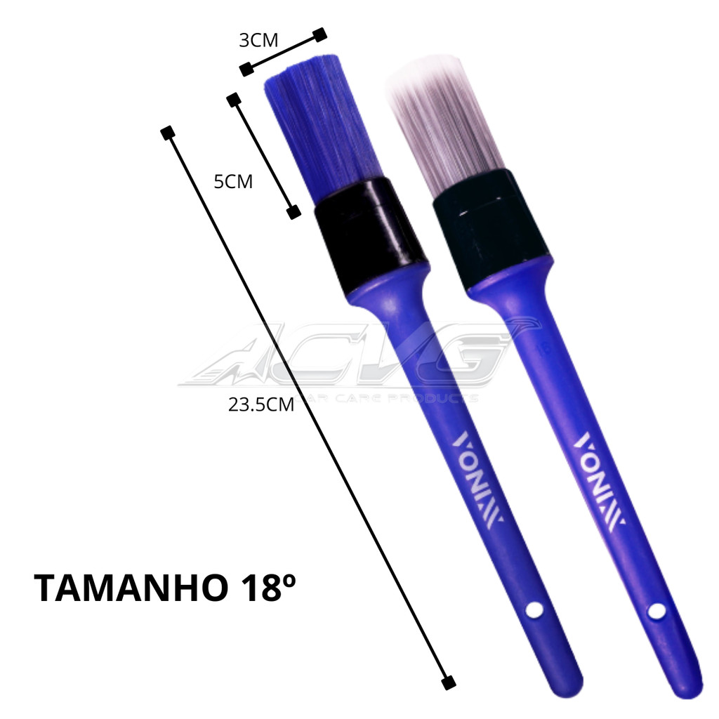 Kit 2 Pinceis para Detalhamento Vonixx Externo e Interno