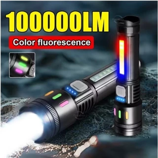 Lanterna Led Super Brilhante Alta potência 100000lm 5 Modos Recarregável.