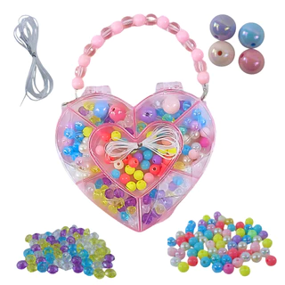 Kit de Miçangas Coração Pulseira Bijuteria Colorida Castela