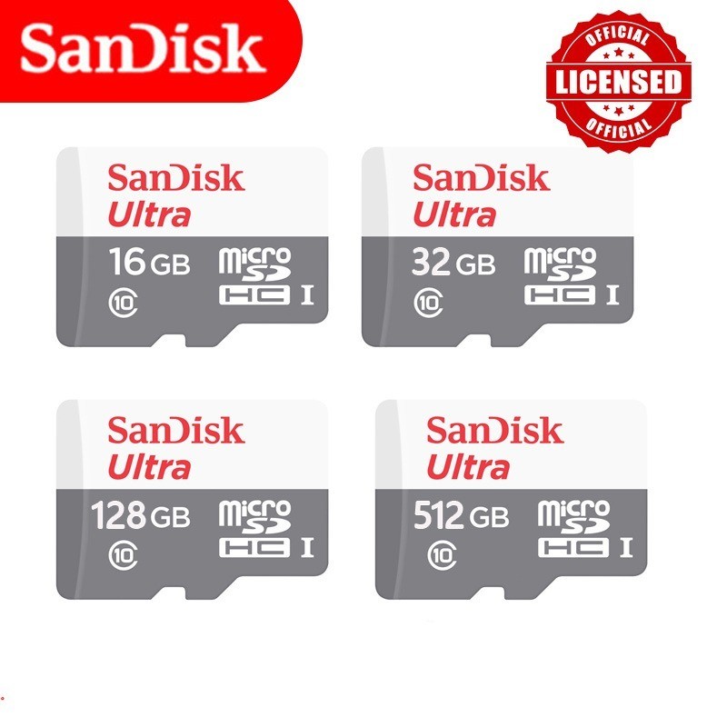 Sandisk Cartão de Memória SD Ultra A1 8GB 16GB 32GB 64GB 128GB 256GB ...