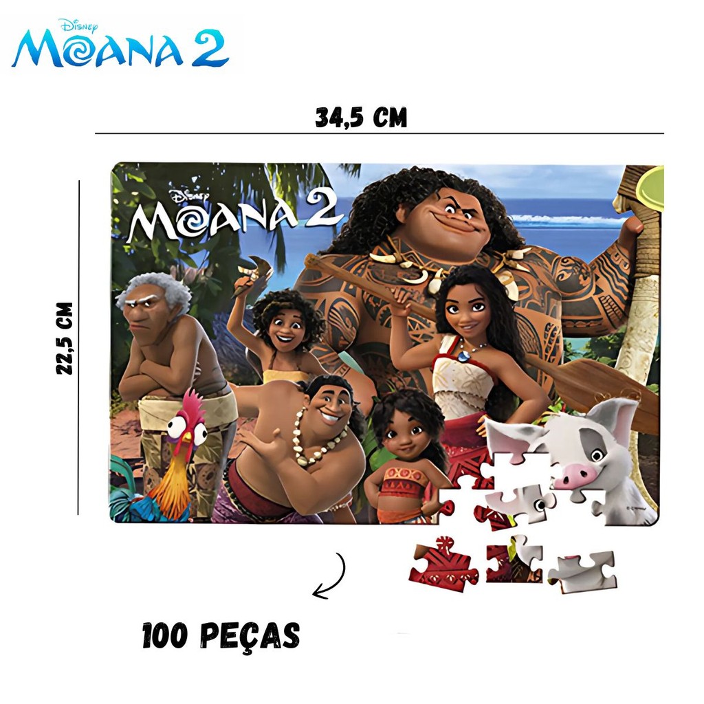 Super Kit Moana 2 Quebra Cabeça, Dominó e Jogo Da Memória 3266