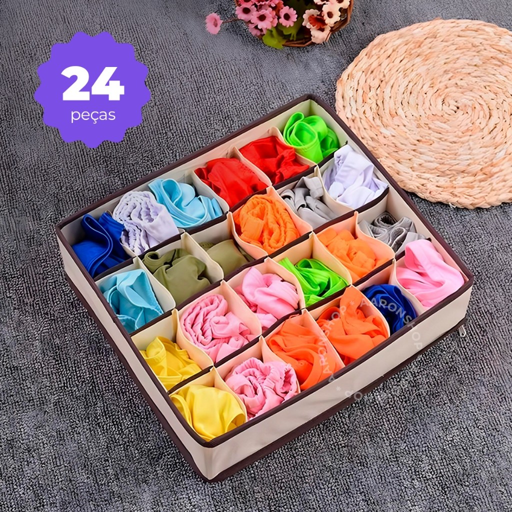 Organizador Básico C/ Divisórias Dobráveis Para Meias e Cuecas | Shopee ...