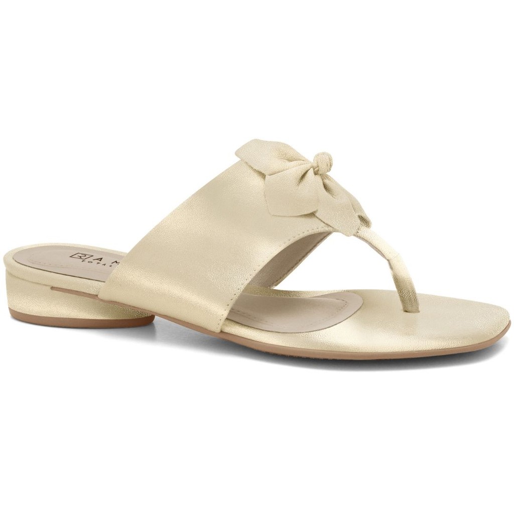 Sandália Feminina Rasteira Ouro Flor Total Comfort Ramarim 2423202-2