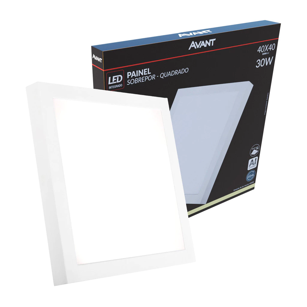 Painel Led Alu Slim 30W 4000k Sob. Quad 110v/220v 40cm Avant