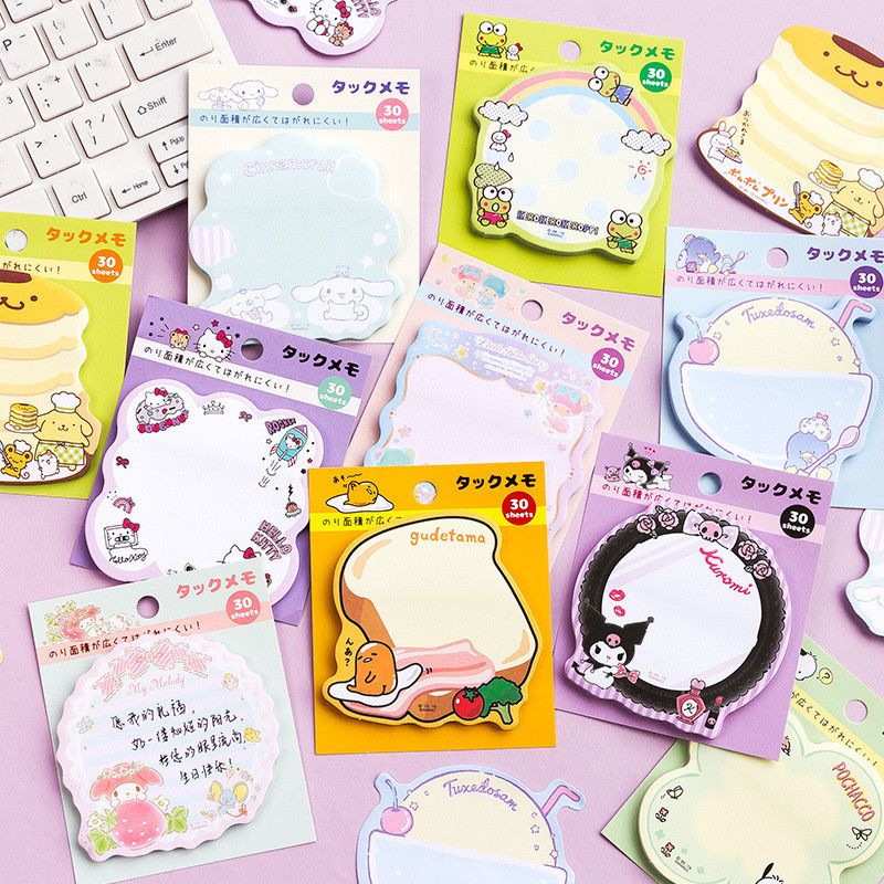 30 Folhas Sanrio Sticky Note Cartoon Cute Memo Notes Papelaria | Shopee ...