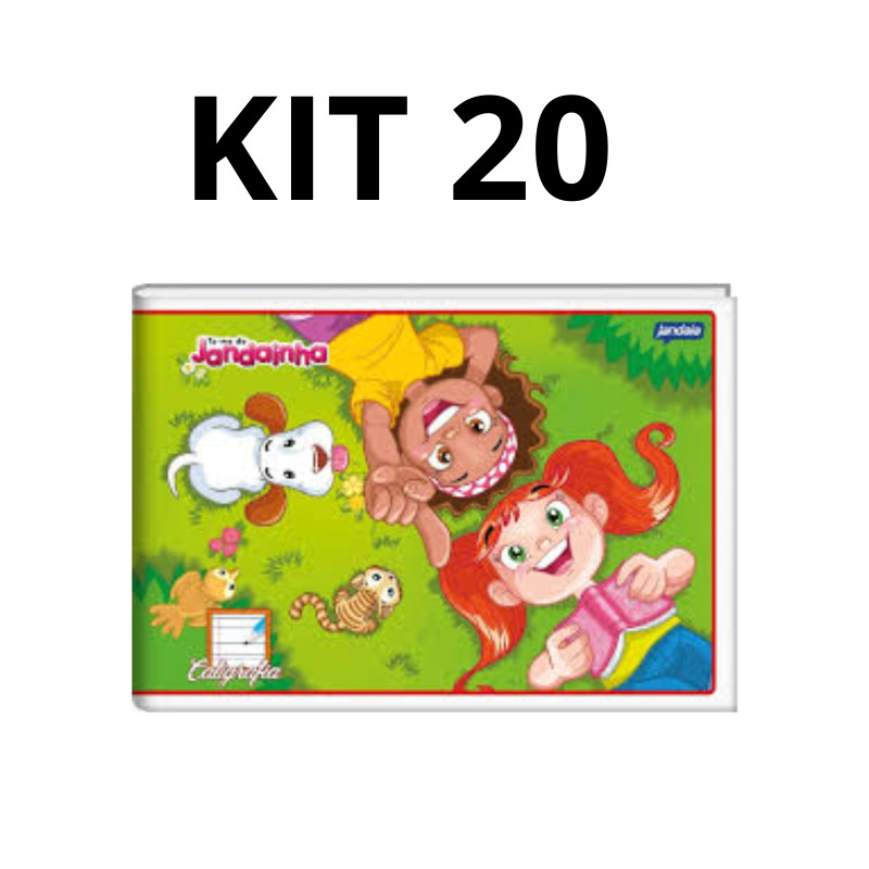 KIT com 20 Caderno brochura Caligrafia Pedagogica 40 fls Jandainha 1/4