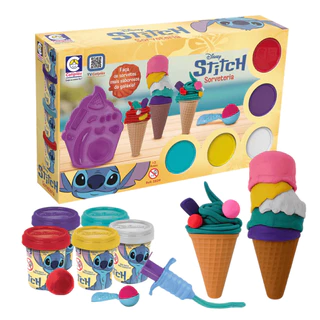 Brinquedo Kit Massinha de Modelar Brincadeiras do Stitch e Sorveteria