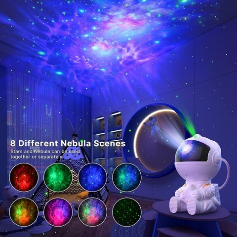Mini Luminária Astronauta Projetora Estrelada LED Luz Noturna com Efeitos de Nebulosa /Céu Estrelado — foto 1 — Achou Levou Brasil
