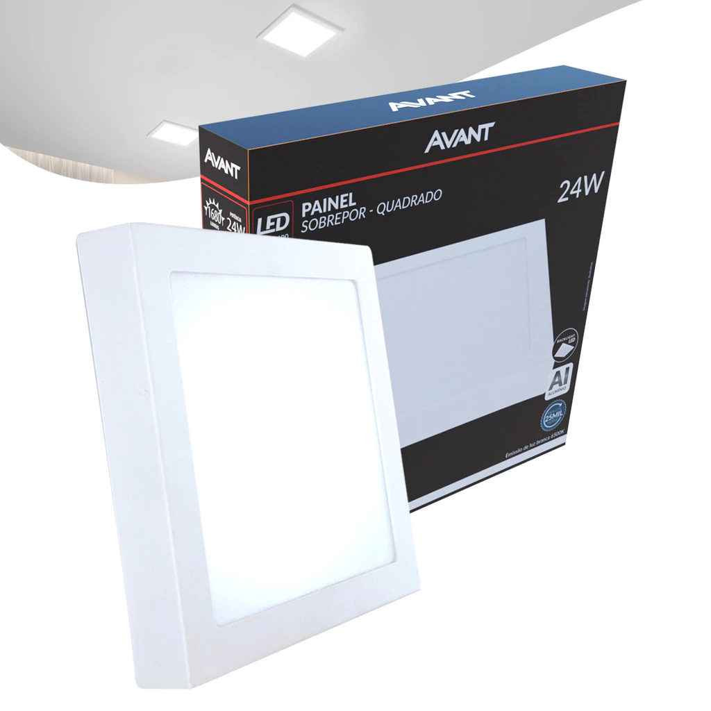 Painel Plafon Led Alu 24w 6500k Sob. Quadrado 110v/220v 30cm Avant