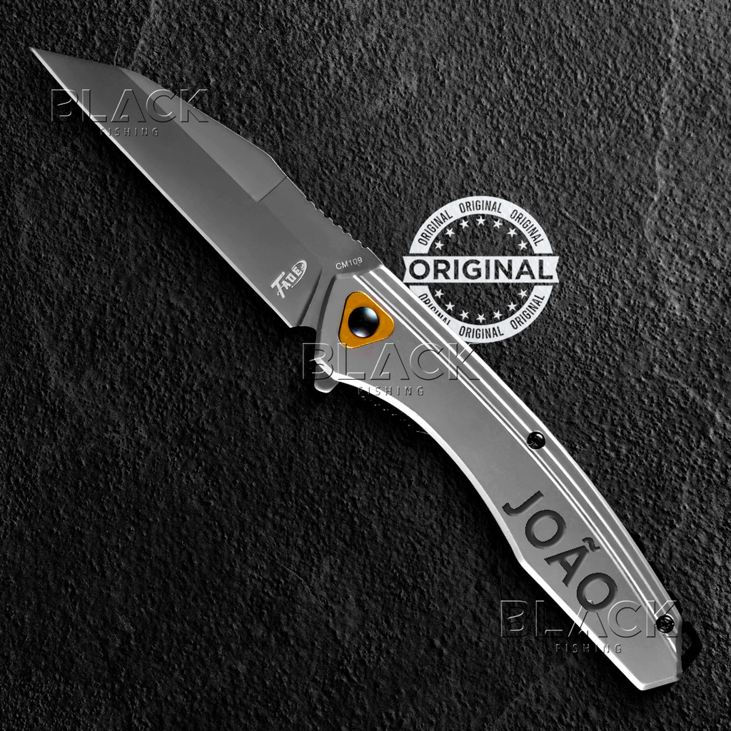 Canivete Semi-automatico Gravação a Lazer Cr17 Trava Liner lock Passa ...
