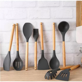 Kit 12 conjunto utensílios Silicone De Cozinha Colher escumadeira concha escumadeiras fouet espatula de cozinha