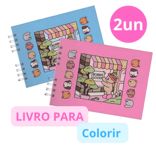 2Un Livro Para Colorir Personagens Capa Dura e Acetato Protetor Folhas Grossas 150g